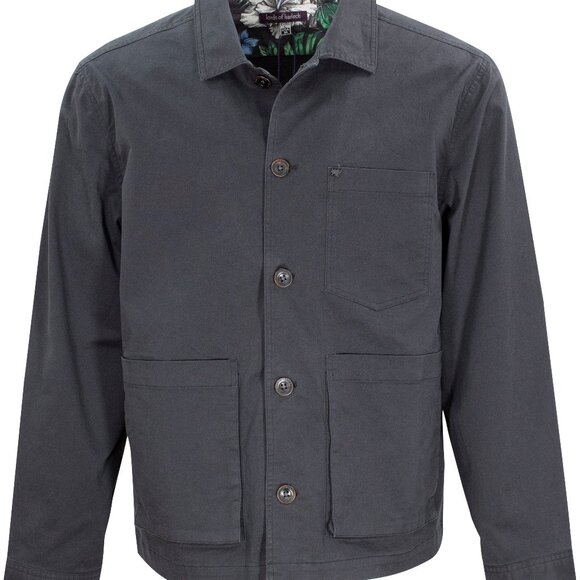 Lords of Harlech Black Printed Interior Butter Cotton Fabric Louis Shacket - Picture 1 of 2